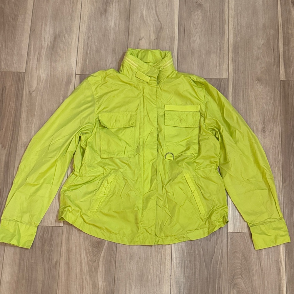 GAP Bright Green Zipable Hooded Zip Button Jacket Utility Pockets